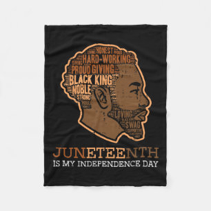 Black King Independence Day Melanin Dad Men Teens  Fleece Blanket