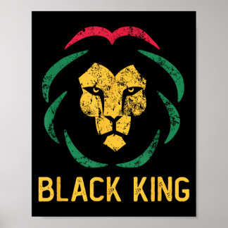 Black king lion black history month men & poster