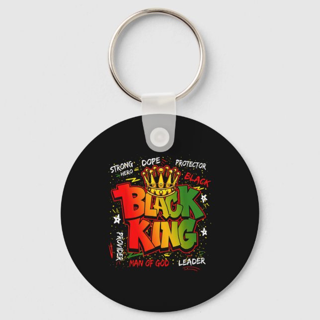 Black King Man Of God Strong Hero Black History Me Keychain (Front)