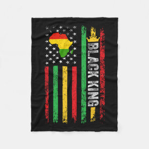 Black King Melanin African American Flag Black His Fleece Blanket