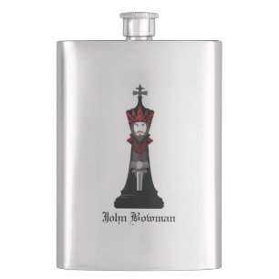 Black King / Personalized name Hip Flask