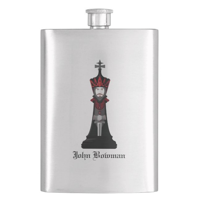 Black King / Personalized name Hip Flask (Front)