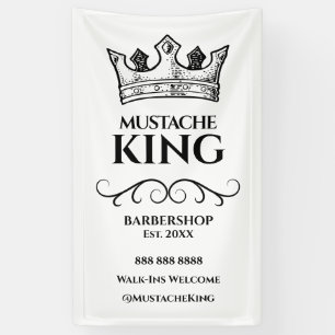 Black King's Crown and Moustache Barbershop Banner