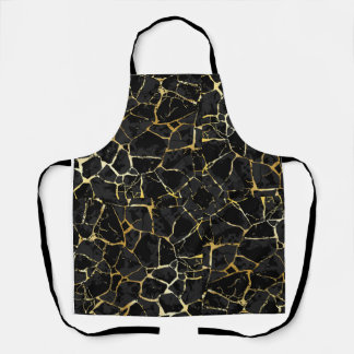 Black Kintsugi Gold Vein  Apron