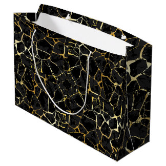 Black Kintsugi Gold Vein  Large Gift Bag