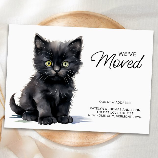 Black Kitten Cat Moving New Home We've Moved Announcement Postcard (Creator Uploaded)