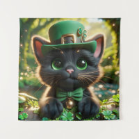 Black Kitten in Green St. Patrick's Day Attire
