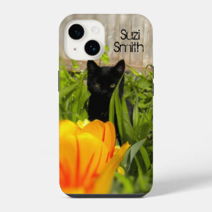 Black Kitten in the Garden iPhone 14 Case