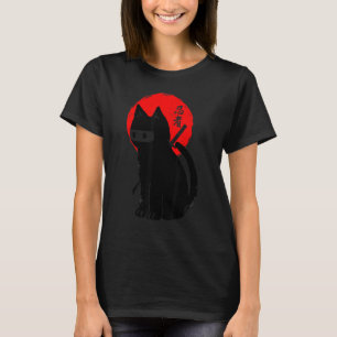 Black Kitten Ninja Cat Kitty Japanese Samurai Cat  T-Shirt
