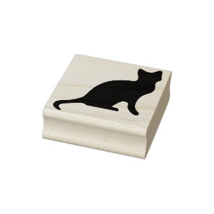 Black kitten silhouette art stamp