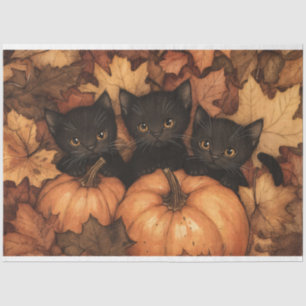Black Kitten Trio Illustration Decoupage Tissue Paper