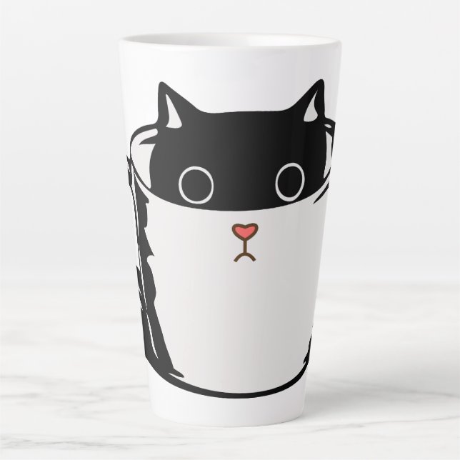 Black kitten with red nose hiding in a cup (Front)