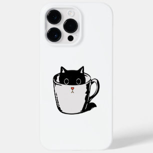 Black kitten with red nose hiding in a cup Case-Mate iPhone 14 pro max case