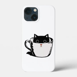 Black kitten with red nose hiding in a cup iPhone 13 mini case