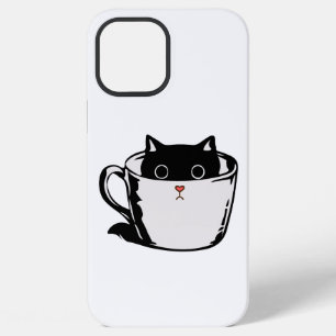 Black kitten with red nose hiding in a cup iPhone 12 pro max case
