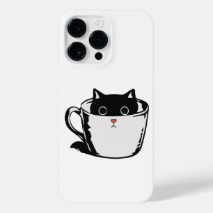 Black kitten with red nose hiding in a cup iPhone 14 pro max case