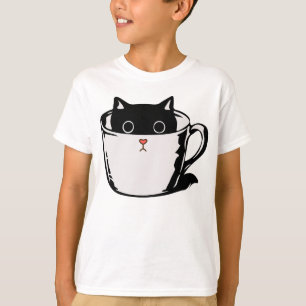 Black kitten with red nose hiding in a cup T-Shirt