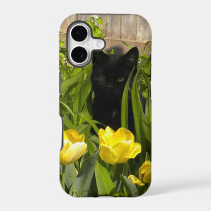 Black Kitten, Yellow Tulips. iPhone 5 case