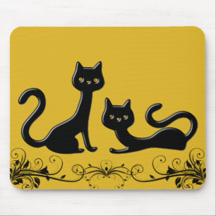 Black Kittens Cartoon II Mousepad