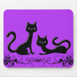 Black Kittens Cartoon VI Mouse Pad