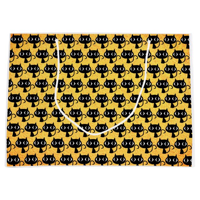 Black kittens pattern large gift bag (Front)
