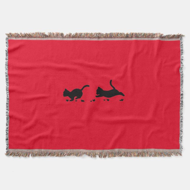 Black kittens red throw. Custom quote. Throw Blanket (Front)