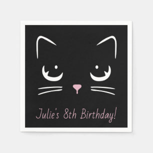 Black Kitty Cat Face Paper Napkin