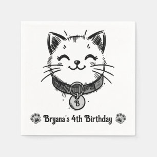 Black Kitty Cat Kitten Birthday Party   Napkin