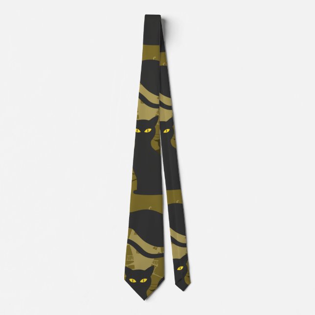 Black Kitty Cat Metallizer Factory Deco  Tie (Front)
