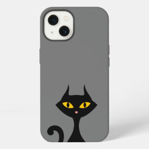 Black Kitty Cat with Grey Background  iPhone 13 Case