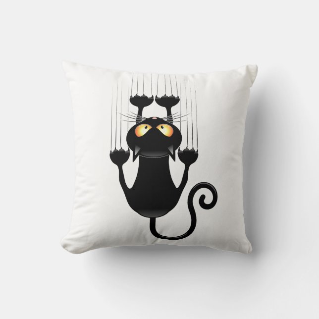 Black kitty throw pillow (Front)