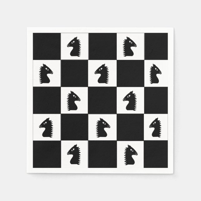Black Knight Chess Game  Napkin (Front)
