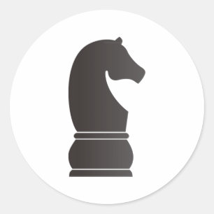 Black knight chess piece classic round sticker