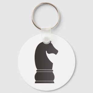 Black knight chess piece keychain
