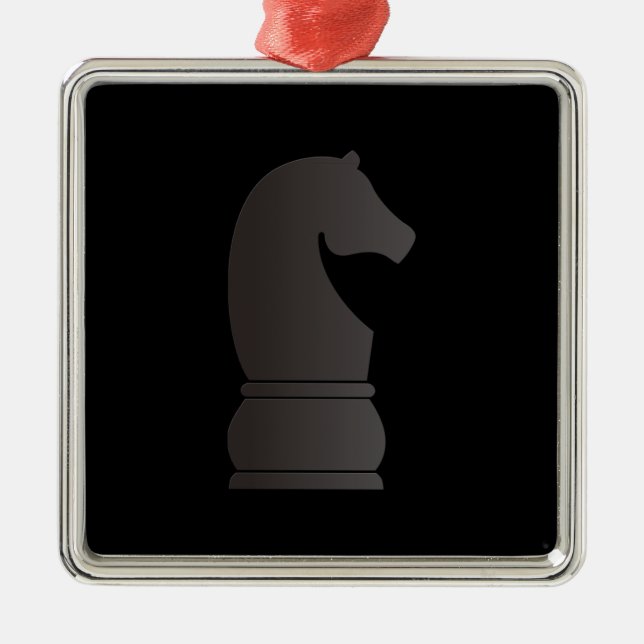 Black knight chess piece metal ornament (Front)
