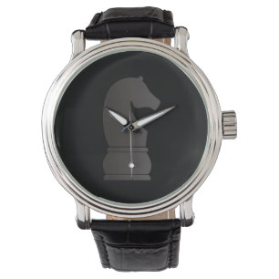 Black knight chess piece watch