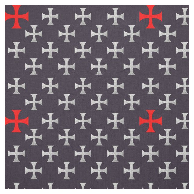 Black Knights Templar Masonic silver red vintage Fabric (Swatch)