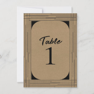 Black Kraft Minimal Modern Lines Table Number
