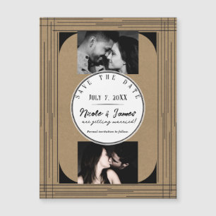 Black Kraft Minimal Modern Lines Wedding Save Date