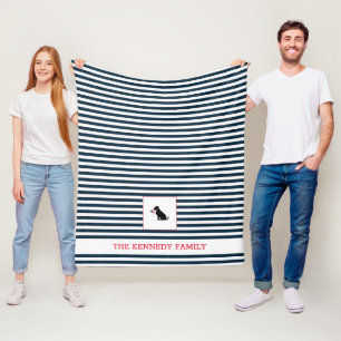 Black Lab American Flag FAMILY NAME Patriotic Fun Fleece Blanket