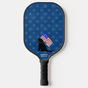 Black Lab American Flag Night Pickleball Paddle