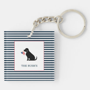 Black Lab American Flag Nom de famille Chien patri