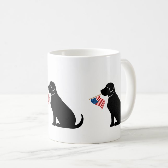 Black Lab American Flag Patriotic USA Coffee Mug (Front Right)