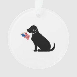 Black Lab American Flag Pet Memorial Love Ornament