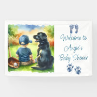 Black Lab and Baby Boy Baseball Themed Baby Shower