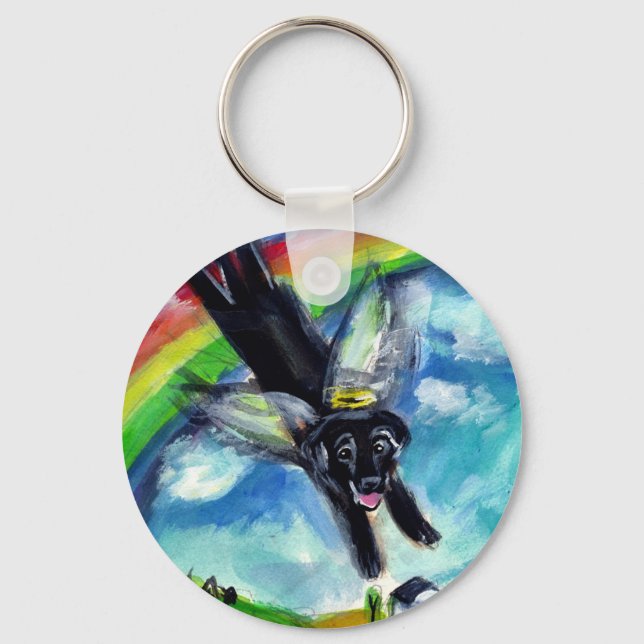 Black lab angel keychain (Front)
