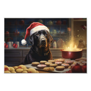 Black Lab Baking Christmas Cookies Photo Print