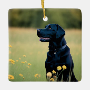 Black Lab  Ceramic Ornament