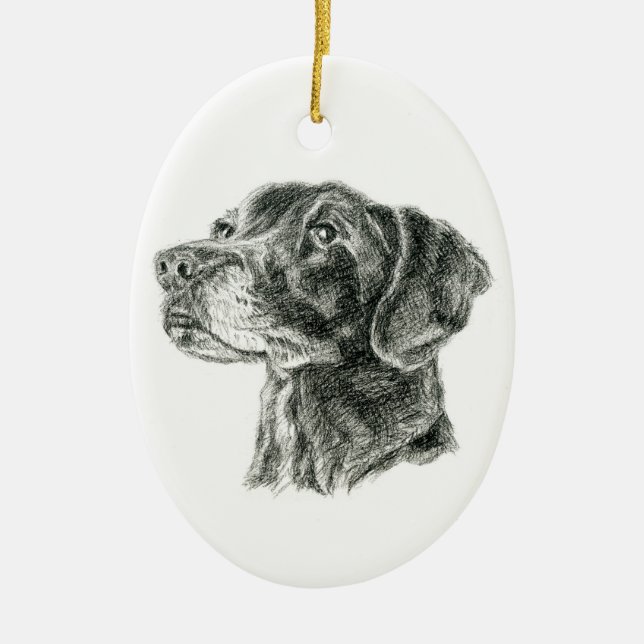 Black Lab Ceramic Ornament (Front)