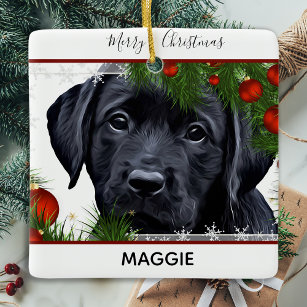 Black Lab Christmas - Cute Dog Puppy Labrador Ceramic Ornament